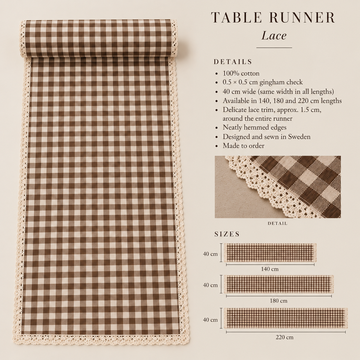 The Gingham Table Runner Lace