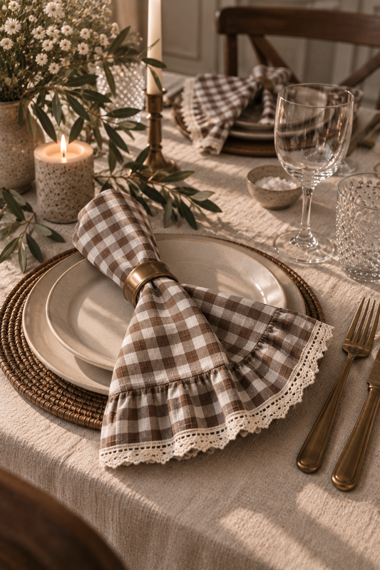 The Gingham Napkin Lace 45x45cm