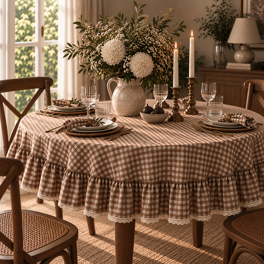 The Gingham Round Tablecloth Lace Ø180 cm