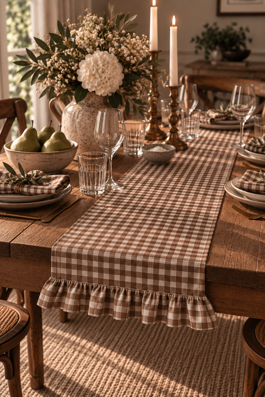The Gingham Table Runner Classic Ruffle