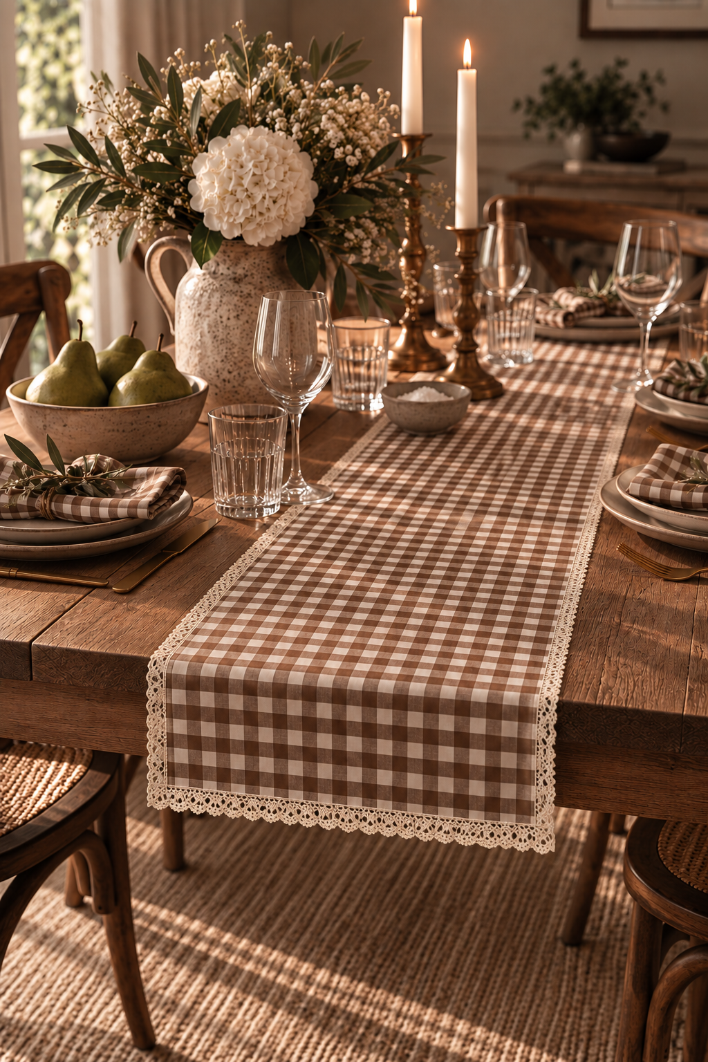 The Gingham Table Runner Lace