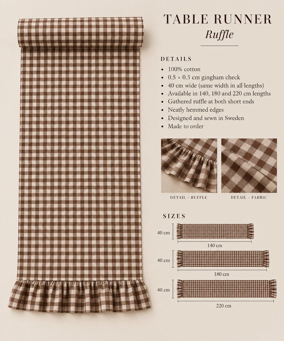 The Gingham Table Runner Classic Ruffle